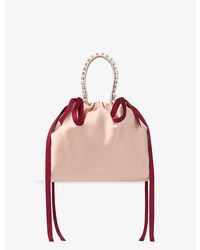 Jimmy Choo - Drawstring Mini Top Handle Satin Shoulder Bag - Lyst