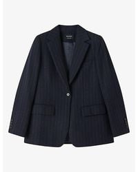 Whistles - Pinstripe Single-Breasted Wool-Blend Blazer - Lyst