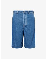 Bottega Veneta - Wide-Leg Pressed-Pleat Denim Shorts - Lyst
