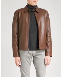 polo ralph lauren brown leather jacket
