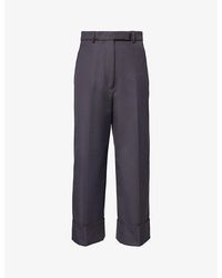 Thom Browne - Relaxed-fit Wide-leg High-rise Cotton-canvas Trousers - Lyst