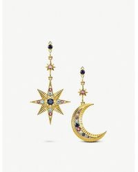Thomas Sabo - Kingdom Of Dreams Royalty Star & Moon 18ct Yellow-gold Plated Sterling Silver Earrings - Lyst