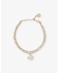 The White Company - Moonstone Drop Beaded -plated Brass Bracelet - Lyst
