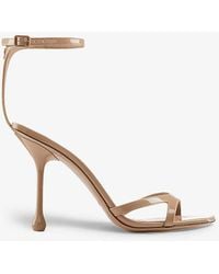Jimmy Choo - Ixia 95 Cut-out Patent-leather Heeled Sandals - Lyst