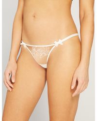 Womens Lingerie Agent Provocateur Lingerie White Agent Provocateur Lindie Floral-embroidered Tulle Hipster Briefs in Ivory 