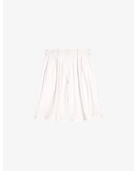 Maje - Wide-leg High-rise Pleated Stretch-woven Shorts - Lyst