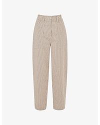 Whistles - Tessa Stripe-pattern Mid-rise Straight-leg Cotton-blend Trousers - Lyst