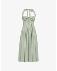 House Of Cb - Emilia Halter-Neck Cotton Midi Dress - Lyst