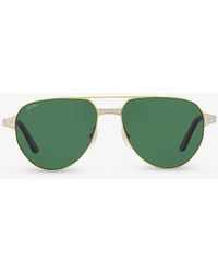 Cartier - Ct0425s Pilot-frame Metal Sunglasses - Lyst