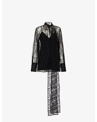 Givenchy - Lavalliere Semi-sheer Lace Blouse - Lyst
