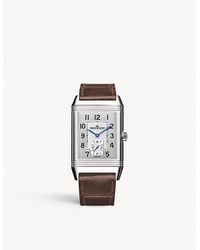 Jaeger-lecoultre - Reverso Duo Stainless-steel And Leather Automatic Watch - Lyst