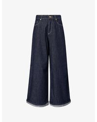 Max Mara - Wide-Leg Turn-Up Denim Jeans - Lyst