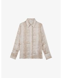 Reiss - Annie Snake-Print Satin Shirt - Lyst