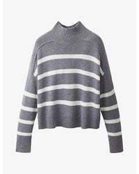 The White Company - Striped Roll-Neck Wool-Blend Jumper - Lyst