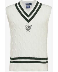 Polo Ralph Lauren - X Wimbledon Brand-embroidered V-neck Cotton-knit Vest Xx - Lyst