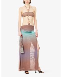Jaded London Ocean Print Vida Shell-Trim Backless Stretch-Woven Maxi Dress  | Lyst UK