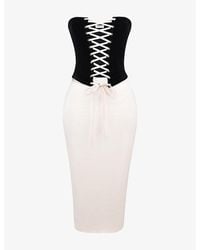 House Of Cb - Jaina Strapless Corseted Stretch-woven Midi Dres - Lyst