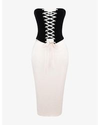House Of Cb - Jaina Strapless Corseted Stretch-Woven Midi Dress - Lyst