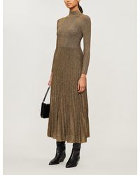 Sandro Pleated-skirt Metallic Knitted Dress