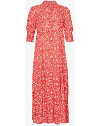 RIXO London - Bloom Floral-print Woven Midi Dress - Lyst