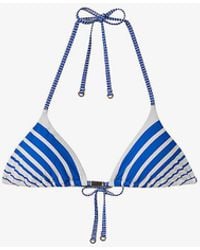 Reiss - Tilly Stripe-print Stretch-nylon Bikini Top - Lyst