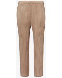 Pleats Please Issey Miyake - October Tapered Mid-rise Knitted Trousers - Lyst