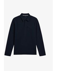 Ted Baker - Vy Wavelo Logo-appliqué Long-sleeved Cotton Polo Shirt - Lyst