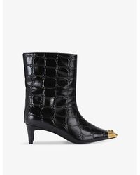 Kurt Geiger - Regent Toe-Cap Heeled Patent-Leather Ankle Boots - Lyst