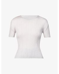 Pleats Please Issey Miyake - Basics High-neck Pleat Knitted Top - Lyst