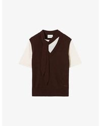 Claudie Pierlot - Layered Short-Sleeved Wool-Blend Jumper - Lyst