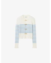 Claudie Pierlot - Striped Cut-Out Knitted Jumper - Lyst