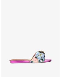 Kurt Geiger - Kensington Beaded Flat Leather Sandals - Lyst