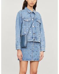 Sandro Mirrored Stud-embellished Denim Skirt - Blue