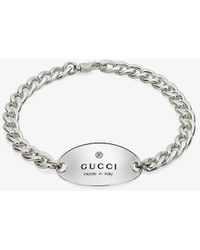Gucci - Trademark Logo-engraved Sterling Bracelet - Lyst