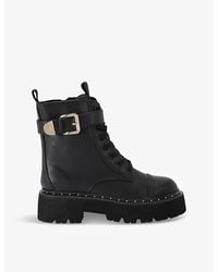KG by Kurt Geiger - Trick Lace-Up Faux-Leather Ankle Boots - Lyst