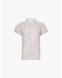 ME+EM - Stripe Cap-Sleeve Cotton Blouse - Lyst