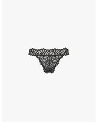 Savage x Fenty - Savage Not Sorry Brand-Charm Lace Thong - Lyst