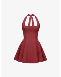 House Of Cb - Loulette Halter-Neck Bow-Embellished Stretch-Crepe Mini Dress - Lyst