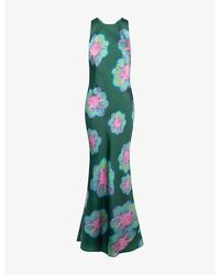 OMNES - Jai Floral-Print Satin Maxi Dress - Lyst