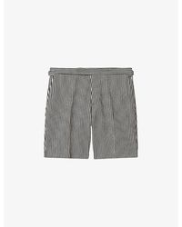 Reiss - Stream Stripe-pattern Stretch Woven-blend Shorts - Lyst