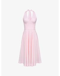 House Of Cb - Allena Corset-Bodice Stretch-Cotton Midi Dress - Lyst