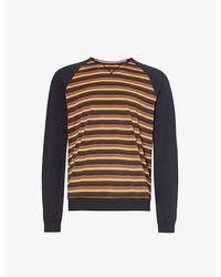 Paul Smith - Striped Contrast-trim Stretch-cotton Sweatshirt - Lyst