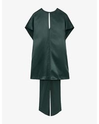 Reiss - Alice Cape-Detail Short-Sleeve Satin Mini Dress - Lyst