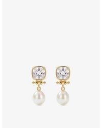 La Maison Du Couturier - With Love Darling Aurora 14Ct-Plated 925 Sterling- Cubic Zirconia And Pearl Earrings - Lyst
