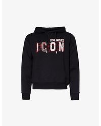 DSquared² - Icon Scribble Logo-print Cotton-jersey Hoody - Lyst
