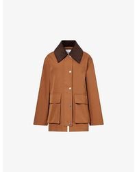 Ganni - Oversized Contrasting-Collar Twill Jacket - Lyst
