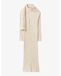 Claudie Pierlot - Tie-Scarf Long-Sleeve Ribbed Stretch-Knit Midi Dress - Lyst