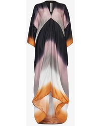Rick Owens - V-neck Graphic-print Satin Maxi Dress - Lyst