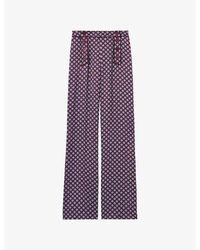 Claudie Pierlot - Abstract-Print Straight-Leg Satin Trousers - Lyst