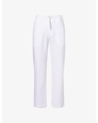 120% Lino - Straight-Leg Drawstring Linen Trousers - Lyst